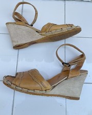 Original Vintage Echt Leder 70er 70s Schuhe Pumps Hippie Deko Wedges Top Gr. 37