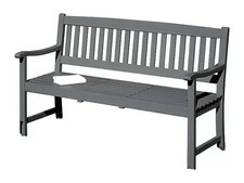 Gartenbank Svenja, 150 cm, anthrazit, integrierter Klapptisch - B