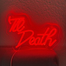 Neon Deko Wand Kunst LED Schild Til Death Rot Lampe Licht Leuchte