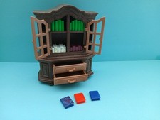 PLAYMOBIL Puppenhaus -  BÜCHERREGAL VITRINE SCHRANK BRAUN mit BÜCHERN zu 5300 1