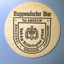 Bierdeckel, Brauerei Grasser HUPPENDORFER BIER , Huppendorf/Oberfranken/BY#5068#