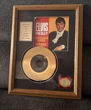 ELVIS PRESLEY 14 KT Plated goldene Schallplatte Suspicious Minds / Burning Love 