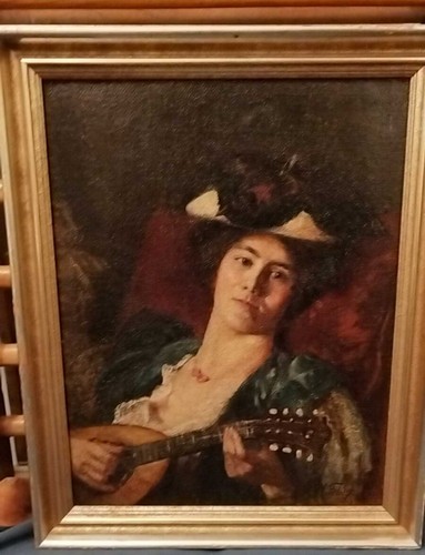 ölbild lautenspielerin frau - Ölbild, lautenspielerin/