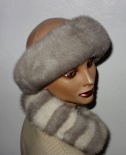 Blau Nerz Pelz Stirnband Real Saga Mink Fur Echt Fell Schal Krage Sky Band Mütze