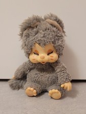 NYAMY: 1979 Monchhichi Katze Kätzchen grau ca. 20 cm groß