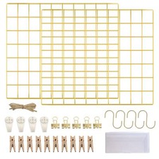 Deko Wandgitter Gold - Metall Fotogitter - Pinnwand Gitter Fotowand Metallgit...