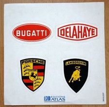 Editions Atlas Aufkleber Sticker Autos: Bugatti, Porsche, Delahaye, Lamborghini