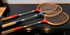 drei Vintage Badminton-, Federball-Schläger 70er Jahre