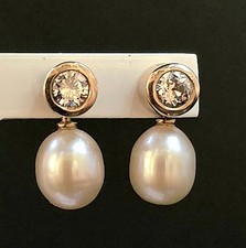 Ohrstecker 585 Gold 2 in 1 Brillantohrstecker 0,50 Karat Diamant mit Zucht Perle