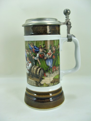 Bierkrug mit zinndeckel - mit,