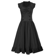 Women Victorian Gothic Ruffled Cosplay Costume Stage Party Performance Dress