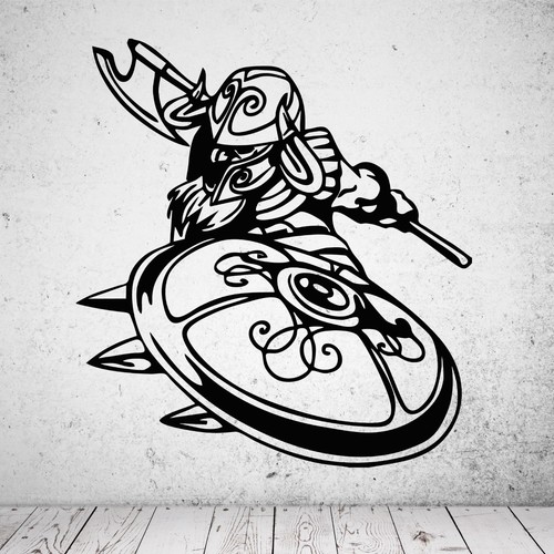 Wandtattoo wikinger mit schild - wandtattoo,