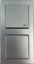Gira E2 Edelstahl Wechsel-Schalter Steckdose mit KD und Rahmen IP44 Komplettset