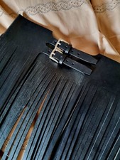 Leder Fransen Rock schwarz