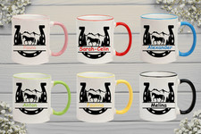 Becher Tasse Druck Pferd mit Name personalisiert Geschenk rosa schwarz blau grün
