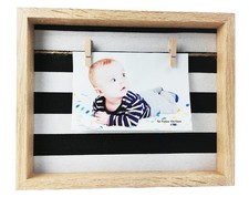 Bilderrahmen Fotoleine 20x25 cm - toller Familienbilderrahmen mit Holzklammern