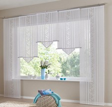 Schiebegardine Schiebevorhang weiß mit Paneelwagen Flora 60 cm diverse Längen 