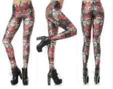 Leggings Totenkopf Skull Spandex Hose EM WM Schädel Skelett