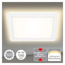 Deckenleuchte Briloner Slim LED Panel 12W Back Light Effekt Quadratisch Weiß