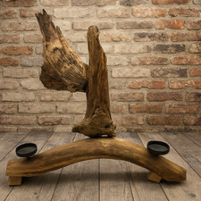 Kerzenständer Holz Handarbeit Unikat rustikal – großer Kerzenhalter 2 Kerzen