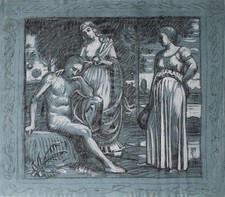 Wilhelm Wohlgemuth Parisurteil Mythologie Kreis Hans von Marées Zeichnung 20 Jhd