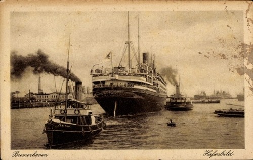 Bremerhaven hafenbild - ak, bremerhaven,
