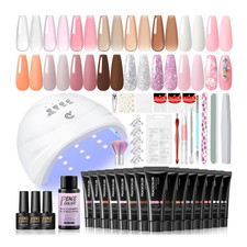 Poly Nail Gel Set UV Lampe 15 Farben 16ML Slip Solution Base Top Matte Acrylnäge