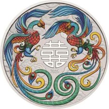 Australien 1 $  2025 Chinese Myths and Legends Double Phönix 1 Oz Silber Color