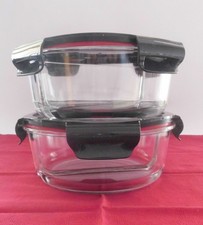 2 geteilte Glas Behälter für Mikrowelle und Ofen geeignet Ø ca. 20cm (internS19)