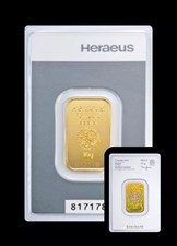10 Gramm Goldbarren - 999,9 Gold - in Blisterkarte - Neuware - Heraeus
