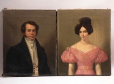 vo4/5  Paar Biedermeier Portraits Ölgemälde 1832