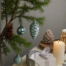 27-tlg. Christbaumkugeln Set Türkis | Zapfen-Form | Weihnachtsbaum Deko
