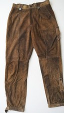 Lange hochwertige individuelle Lederhose dickes Ziegenleder Velour braun Gr.46