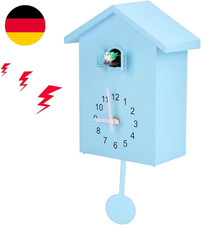HERCHR Moderne Kuckucksuhr, Birdhouse Blau Wanduhr Kuckucksuhr Aus Dem Fenster, 