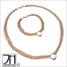 Collier und Armband Silber vergoldet Rotgold Herz Anhänger