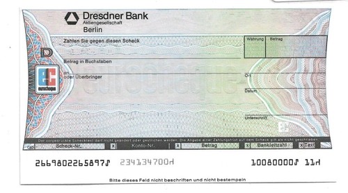 Euroscheck dresdner bank - euroscheck,