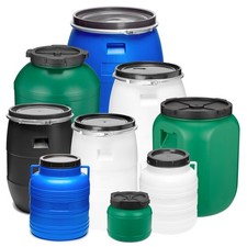 Plastikfass Lebensmittelfass Regentonne Garten Hobbock Futtertonn Weiß Blau Grün