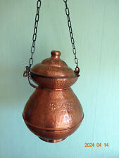 Kupferkessel hängend Blumenampel Vase copperpot rustikal antik mit Deckel