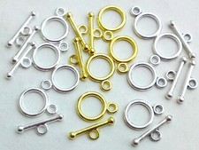 10 Knebel Verschlüsse T-Schließe Ring 13mm Verschluss Schmuck Basteln Farbwahl