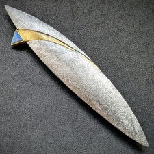 Designer Brosche Georg Kramer 925 Silber Opal vergoldet alt