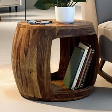 Beistelltisch Ø 50cm Sheesham Massivholz rund Ablage Couchtisch Wohnzimmertisch