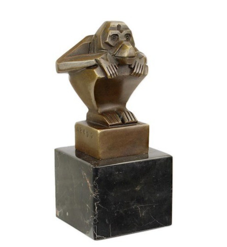 Bronzefigur affe hockend - affe,