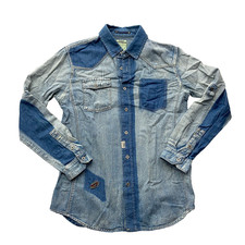 Poolman Jeans Hemd Herren M Blau Denim Langarm Kragen