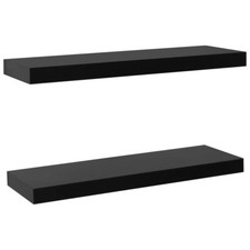Schweberegale 2er Set Schwarz 60x20 cm Wandregal Hängeregal MDF Regalbrett