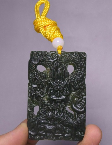 6cm old chinese hetian green - old,