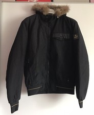 RefrigiWear Herren Jacke Schwarz Bomber Jacke Gr. L Mit Pelz Top Zustand