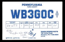 1 x QSL Karte Radio USA WB3GOC