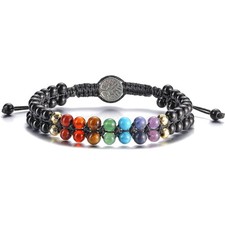 7 Chakra Armband Edelstein Perlenarmband Yoga Heilsteine Glück Reiki influenc...