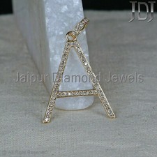 Solid 14k Gelbgold Anhänger Original Diamant A Initialen Buchstabe Alphabet