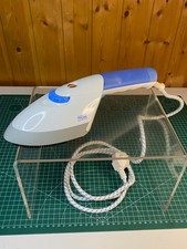 Dampfglätter Reisebügeleisen elektrisch TCM 120/230 V weiß blau